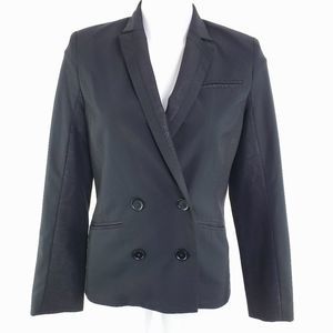 Magaschoni Snake Print Panel Double Breasted Blazer Jacket Black sz 4